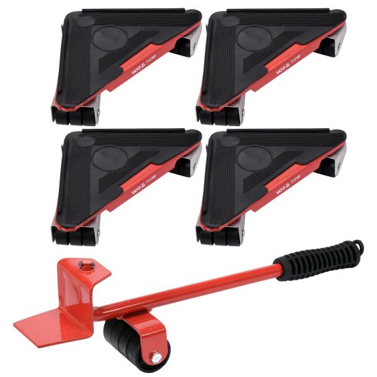 Set 4 role pentru transport mobilier Yato YT-37490, cu levier de ridicat, capacitate 300 Kg
