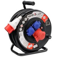 Prelungitor trifazat cu tambur, Yato YT-8120, lungime 25 m, 3 prize, 1x400V, 2x230 V, IP44