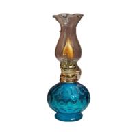 Mini Lampa cu gaz Vivatechnix Kutulu TR-1012A, inaltime 20 cm, Albastru, abajur de sticla