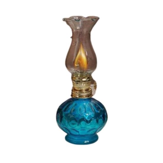 Mini Lampa cu gaz Vivatechnix Kutulu TR-1012A, inaltime 20 cm, Albastru, abajur de sticla