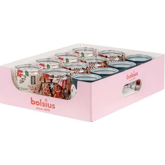 Set 12 lumanari decorative Bolsius Glass, dimensiune 82x68 mm
