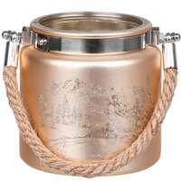 Suport decorativ pentru lumanari Strend Pro Mountain, din sticla si metal, 10x10 cm, Auriu
