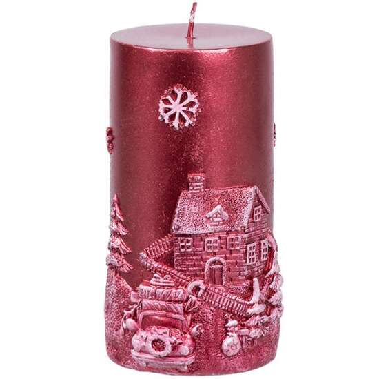 Lumanare decorativa Strend Pro Winter Red, dimensiune 7x12.5 cm, rosie