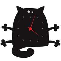 Ceas de perete metalic Krodesign Cat KRO-1158, diametru 50 cm, negru