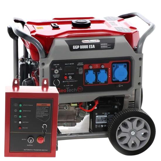 Generator pe benzina GeoTech Pro DGP 8000 ESA, putere nominala 6 kW, Monofazat, AVR, ATS pornire automata
