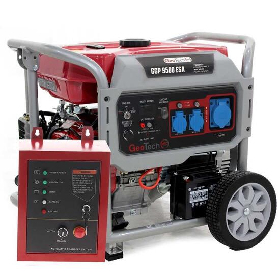 Generator pe benzina GeoTech Pro DGP 9500 ESA, putere nominala 7.5 kW, Monofazat, AVR, ATS pornire automata