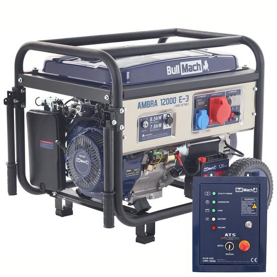Generator de curent pe benzina BullMach AMBRA 12000 E-3, putere nominala 7.8 kW, Trifazat, AVR, ATS pornire automata