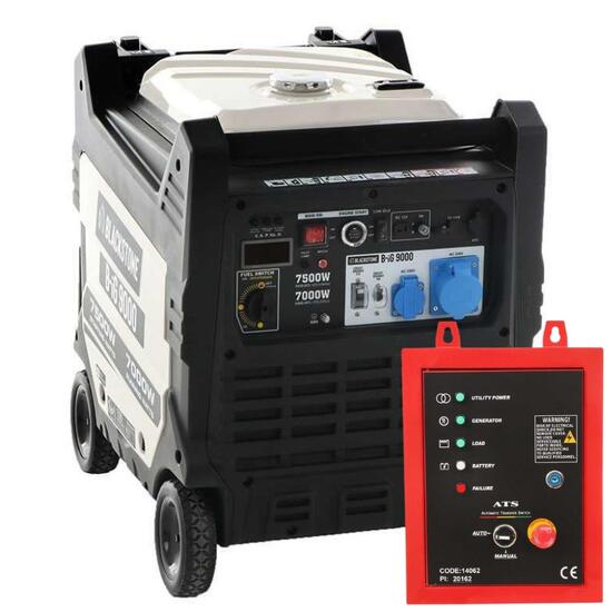 Generator pe benzina tip Inverter Blackstone BiG 9000, 7 kW, 4 timpi, Monofazat, Pornire automata ATS