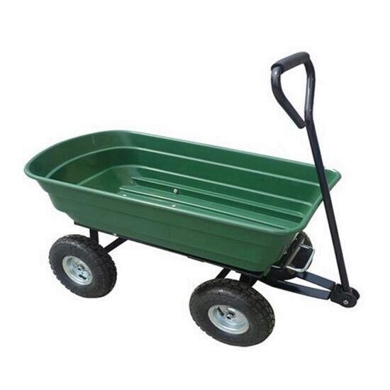 Carucior cu roti gonflabile pentru gradina, depozite Strend Pro Greenlawn 930x505x510/895 mm, verde