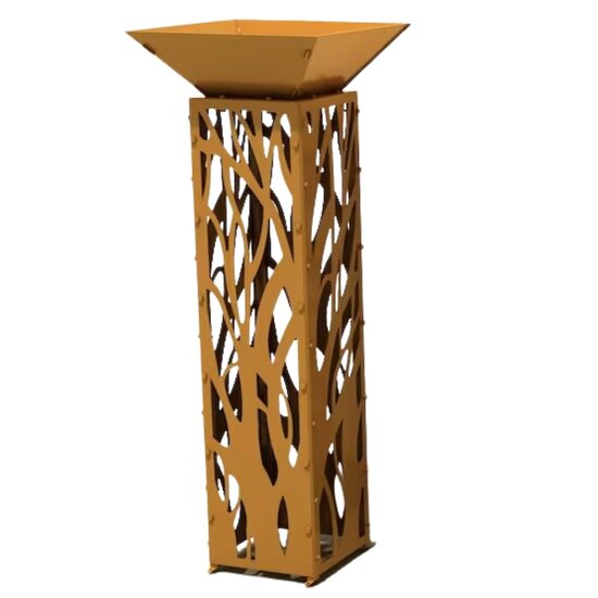 Coloana pentru gradina Rustic Rusty-1, Otel, cu vas decor, 1200x300x300 mm