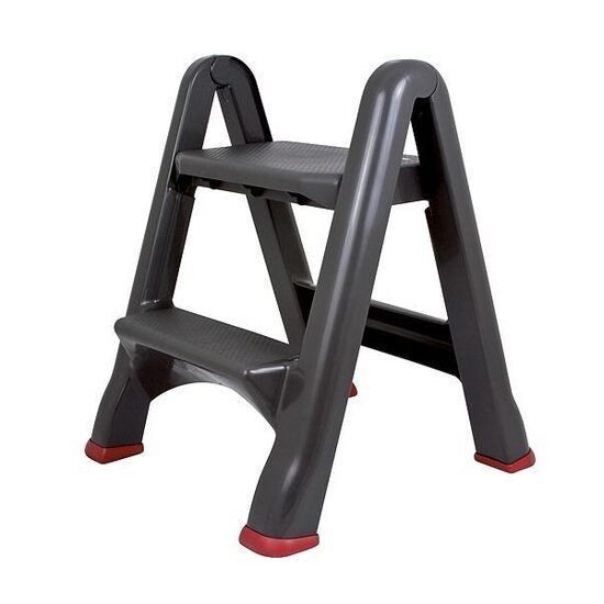 Scara cu 2 trepte Curver, maxim 150 kg, pliabila, neagra, 48.6x17.2x63 cm