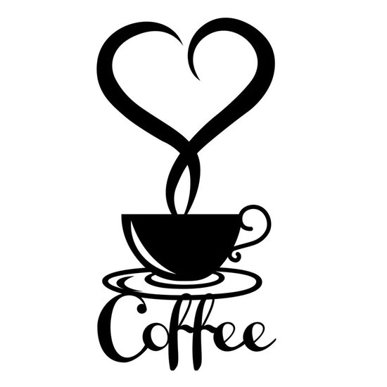 Decoratiune metalica de perete Krodesign Coffee Cup KRO-1208, dimensiune 60 cm, negru, grosime 1.5 mm