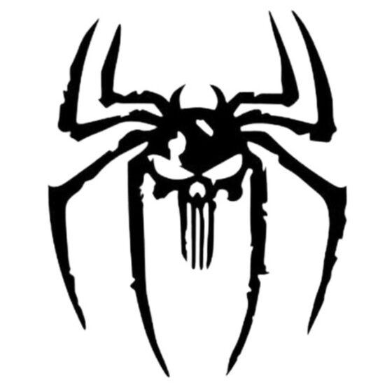 Decoratiune metalica de perete Krodesign KRO-1209 Skull Spider, 50 cm, grosime 1.5 mm