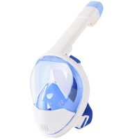 Masca snorkeling pe intreaga fata Strend Pro Premium, pentru adulti, Alb/Albastru