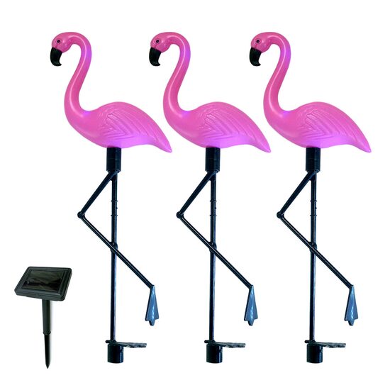 Set 3 lampi solare Strend Pro Premium, Flamingo, dimensiune 19x6x52 cm, 1xAA
