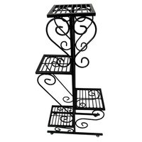 Suport pentru ghivece flori, Negru, dimensiune 50x22x105 cm, picioare reglabile