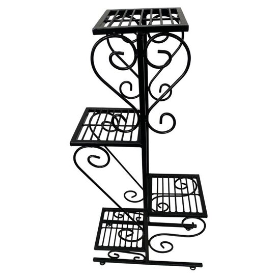 Suport pentru ghivece flori, Negru, dimensiune 50x22x105 cm, picioare reglabile