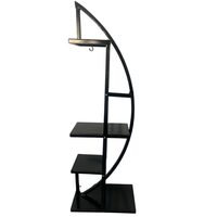 Suport pentru ghivece flori, Negru, dimensiune 50x30x150 cm, 4 polite, demontabil