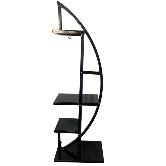 Suport pentru ghivece flori, Negru, dimensiune 50x30x150 cm, 4 polite, demontabil