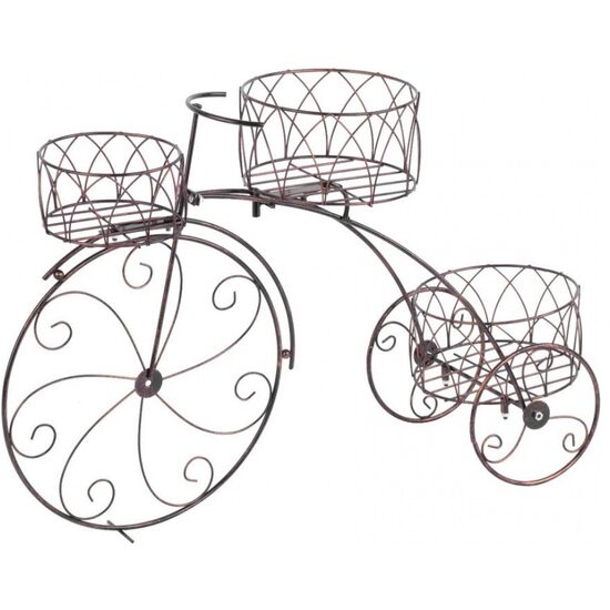 Suport pentru 3 ghivece flori Vivatechnix Tricicleta, 60x21x42 cm