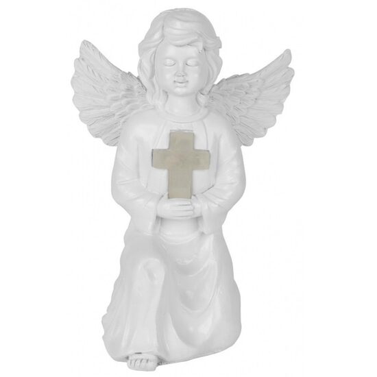 Lampa solara Angel, dimensiune 15x12x23 cm, 1 LED, AA, ceramic, Alba