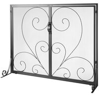 Panou pentru semineu Vevor 990x802 mm, Otel, Usi cu inchidere magnetica, Negru