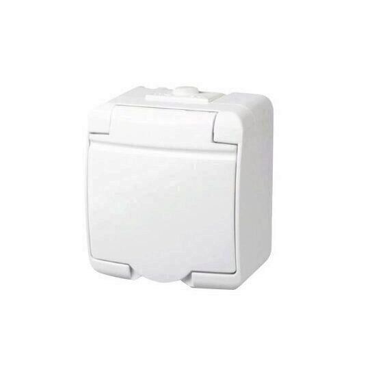Priza montaj aparent Home Aquastar 21141, alb, 1 locas, IP 44