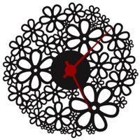 Ceas de perete metalic Krodesign Flowers Clock, diametru 50 cm, negru