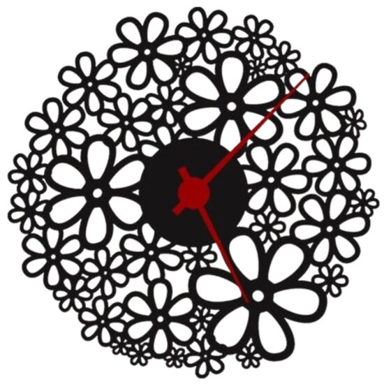 Ceas de perete metalic Krodesign Flowers Clock, diametru 50 cm, negru