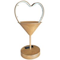 Ghiveci decorativ cu led 19x16x34cm, Maro, 45xLed, alimentare solara, cu suport, metal