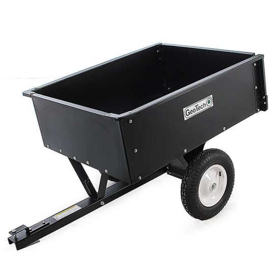 Remorca basculabila Geotech TC3080D, Capacitate 230 Kg, dimensiune 97x76x30 cm, Otel, compatibila cu tractorase de gazon