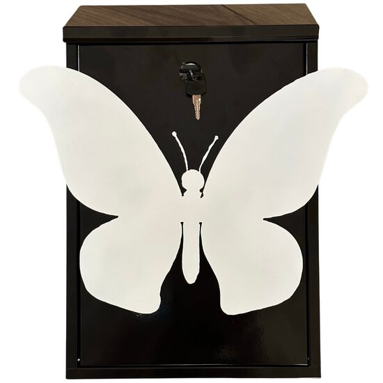 Cutie postala Vivatechnix Butterfly KRO-1228, otel, 400x250x100mm, Negru/Alb, 2 chei