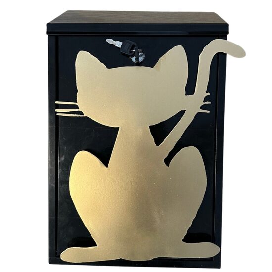 Cutie postala Vivatechnix Cat KRO-1241, otel, 400x250x100mm, Negru/Auriu, 2 chei