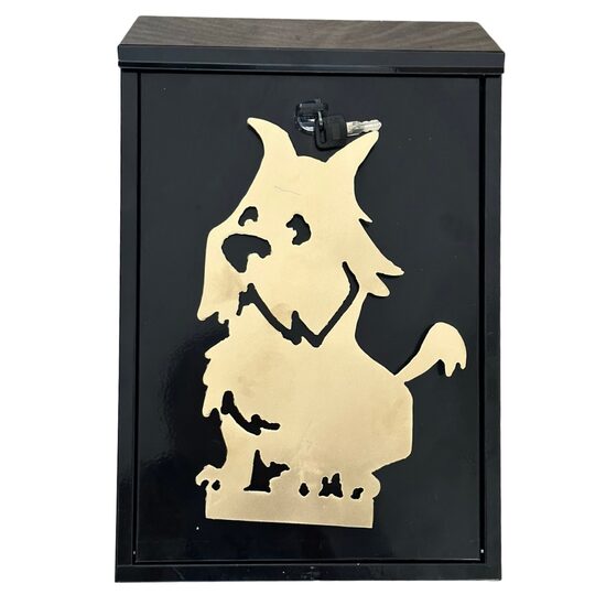 Cutie postala Vivatechnix Schnautzer Dog KRO-1236, otel, 400x250x100mm, Negru/Auriu, 2 chei