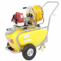 Pulverizator profesional cu carucior GeoTech SP , cu tanc de 50 litri, motor pe benzina 1CP, 15-25Bar, Inaltime pulverizare 6 m, furtun 30 m