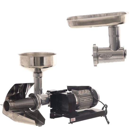 Storcator electric de rosii Palumbo Pavi 5 Inox, Profesional, 375W, cuva din inox, nr 5, 100 Kg/h, cu accesoriu de tocat carne masura 22