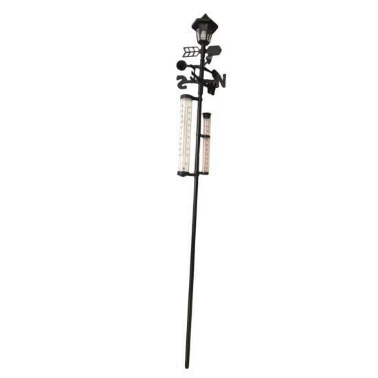 Lampa solara cu statie meteo, 5 in 1, Strend Pro SWS29, termometru, directia vantului, indicator ploaie, 160 cm
