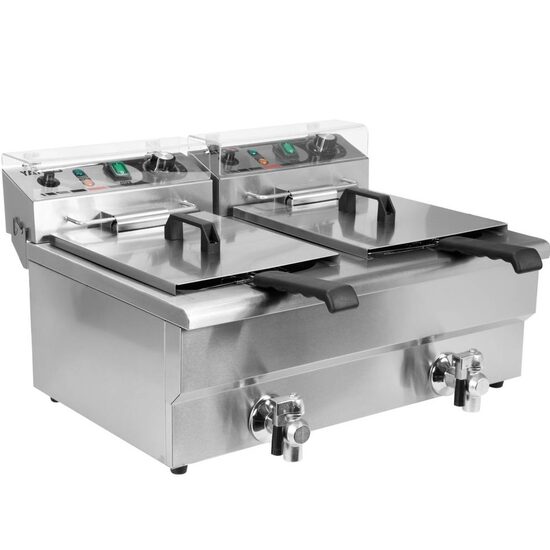 Friteuza profesionala, dubla electrica, Yato Gastro, trifazat, Inox, capacitate 2 x 12 L, putere 2 x 5 kW