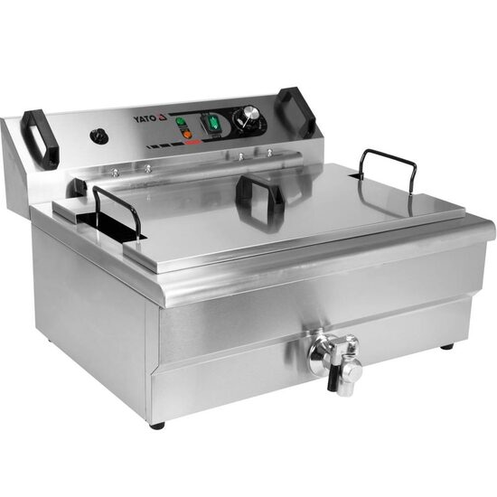 Friteuza profesionala, electrica Yato Gastro, Inox, capacitate 23 L, putere 6 kW, trifazat, robinet golire