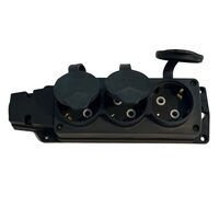 Prelungitor cauciucat pentru exterior, Horoz 3 locasuri, Schuko, IP44, 16A, fara cablu, negru