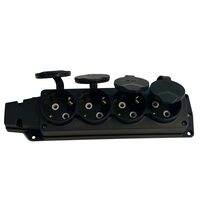 Prelungitor cauciucat pentru exterior, Horoz 4 locasuri, Schuko, IP44, 16A, fara cablu, negru