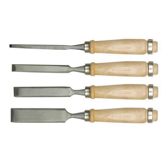 Set 4 dalti pentru tamplarie Vorel 25500, maner de lemn