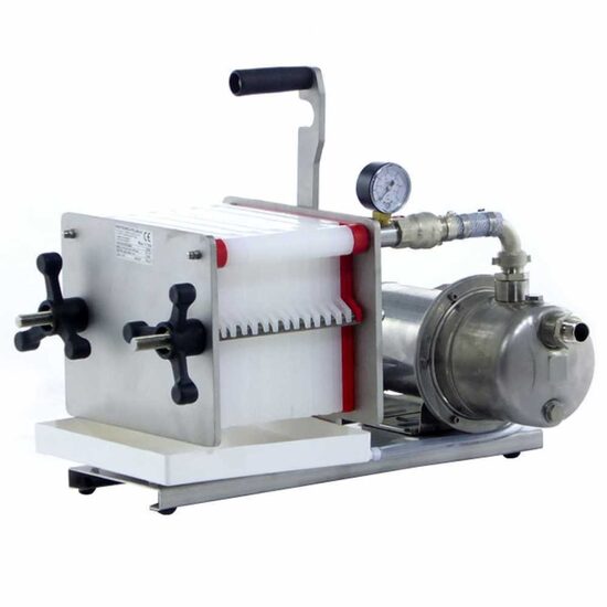 Pompa cu filtru placi si carton Agrieuro Profesional 15 placi, 20×20 AF14, 900 l/h, 0.5 CP, IP44, Inox