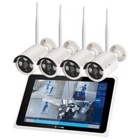 Kit 4 camere de supraveghere cu monitor, Linux, Port-uri RJ-45, USB, Raza diode IR 30 m, IP66