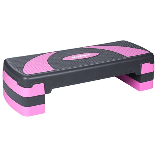 Stepper aerobic, 3 niveluri, 78 x 23 cm, Tampoane anti-alunecare din cauciuc, Negru/Violet