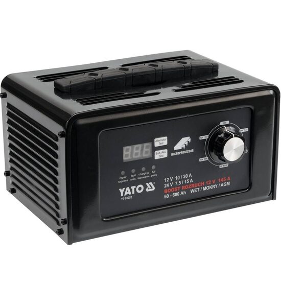 Redresor pentru baterii 12/24 V, Yato 50-600Ah, 30A
