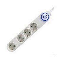 Prelungitor cu 4 locasuri, Home NV 04TK-5/W, alb, lungime 5 m, comutator de picior