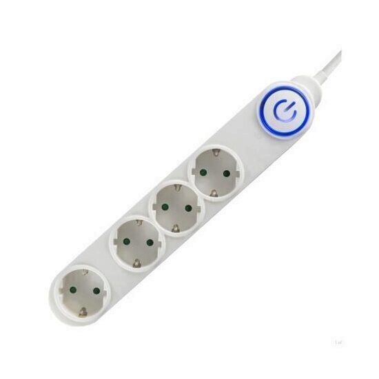 Prelungitor cu 4 locasuri, Home NV 04TK-5/W, alb, lungime 5 m, comutator de picior