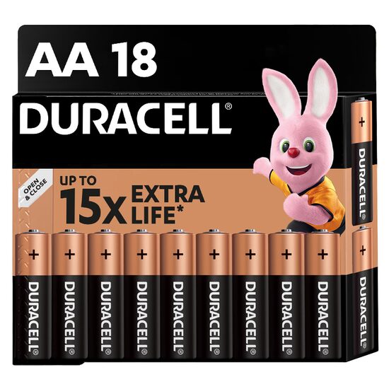 Set 18 baterii alcaline Duracell, AA, marime LR06, 1.5 V