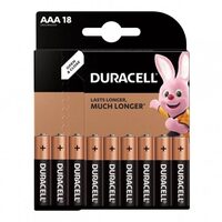 Set 18 baterii alcaline Duracell, AAA, marime LR03, 1.5 V